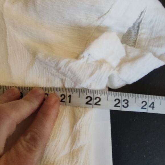 ModCloth ‘Flowy Moment’ White Semi Sheer Buttoned Short Sleeve Blouse Size Small - Picture 4 of 8